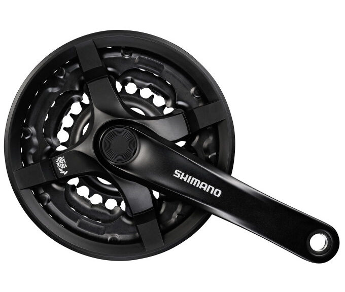 Crankstel 6/7/8 speed Shimano Tourney FC-TY501 met 175mm crankarm 48 x 38 x 28T met kettingscherm - zwart