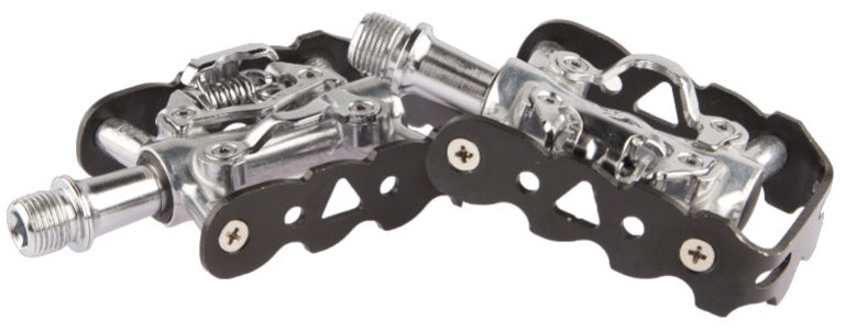 Pedaalset MTB Tecora E combi 9/16" SPD/eenzijdig met reflectoren - zwart/zilver