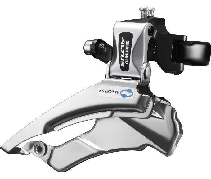 Voorderailleur 3 x 7/8-speed Shimano Altus FD-M313 down swing/dual pull - met hoge klem - 42-48T (66-69°) - Zwart/Zilver