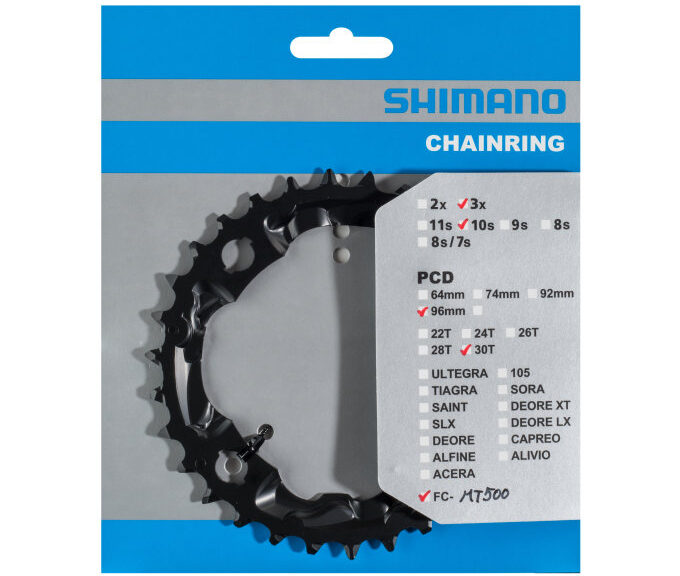 Kettingblad 30 tands Shimano FC-MT500 / FC-M523 (AN) 10 speed - zwart