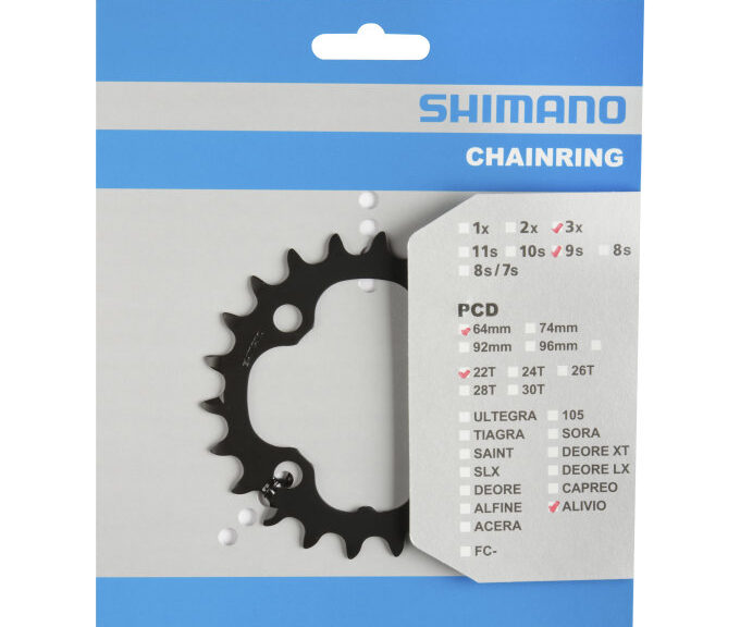 Kettingblad Shimano Alivio FC-M4000 / FC-M4050 9 speed - 22 tands (AN) - zwart