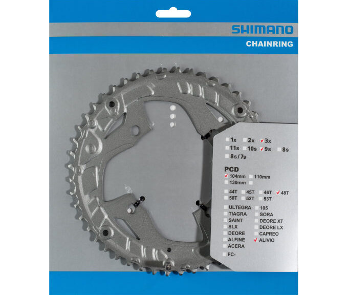 Kettingblad 48 tands Shimano Alivio FC-T4060 9 speed - zilver