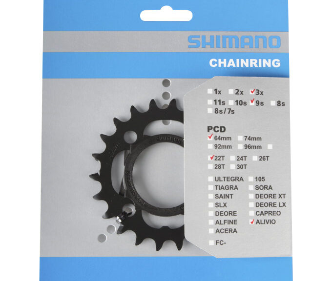 Kettingblad 22T Shimano Alivio FC-M4000 / FC-M4050 9 speed - met kettingbeschermer - zwart