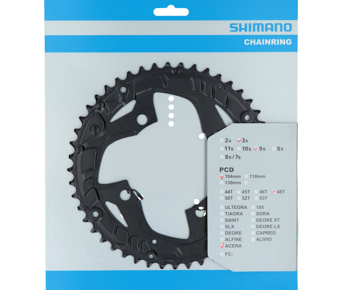 Kettingblad 48T Shimano Acera FC-T3010 9 speed - voor kettingbeschermer - zwart