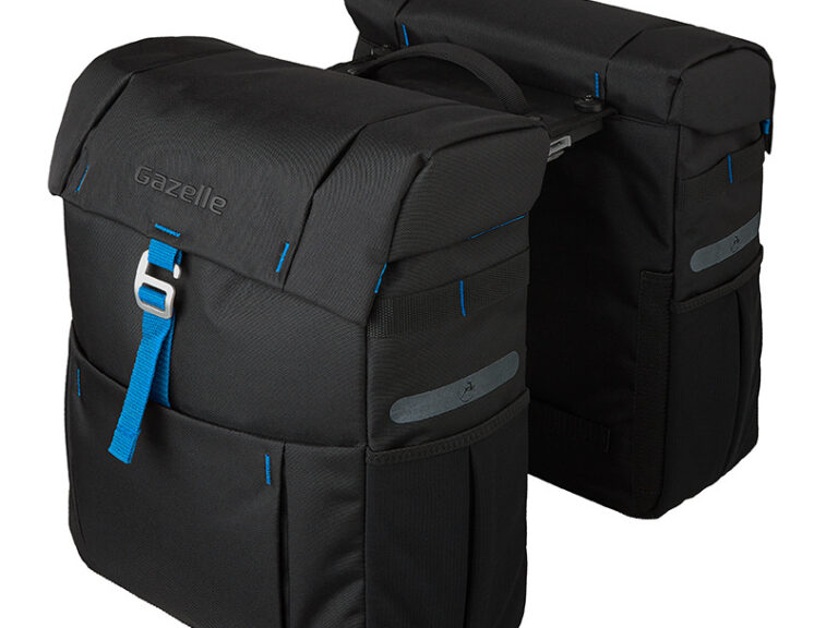 Dubbele fietstas Gazelle met MIK adapter - black/spark blue