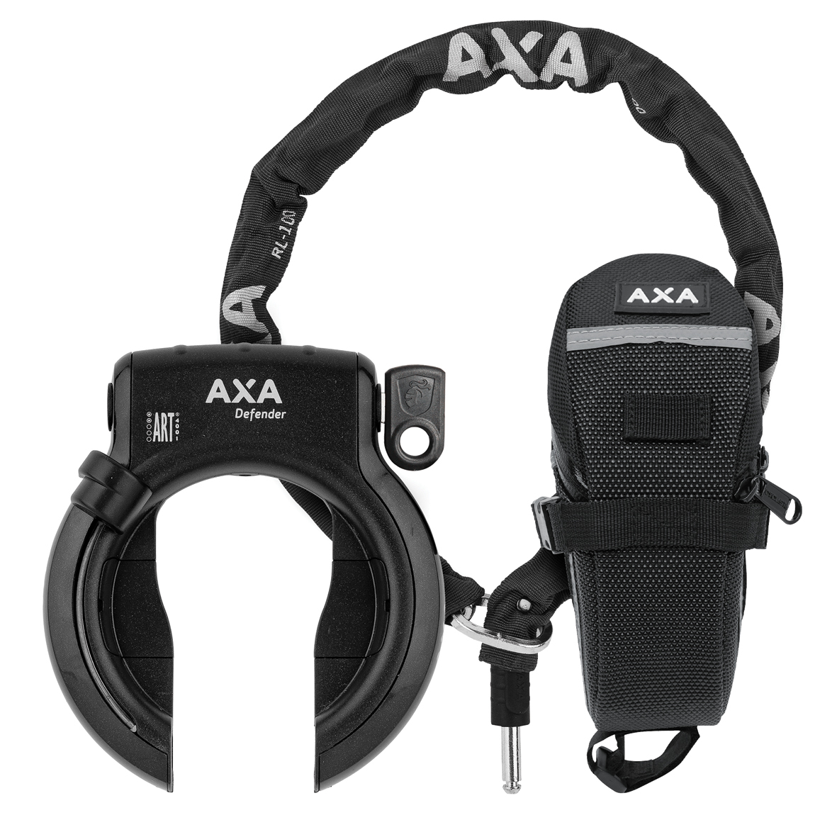 Ringslot Axa Defender met RLC 100 insteekketting en zadeltasje - Afbeelding 4