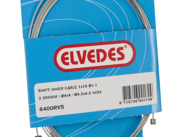 Schakel binnenkabel Elvedes 2250mm RVS Ø1,1mm Shimano / Huret N-nippel en T-nippel (op kaart) - Zilver