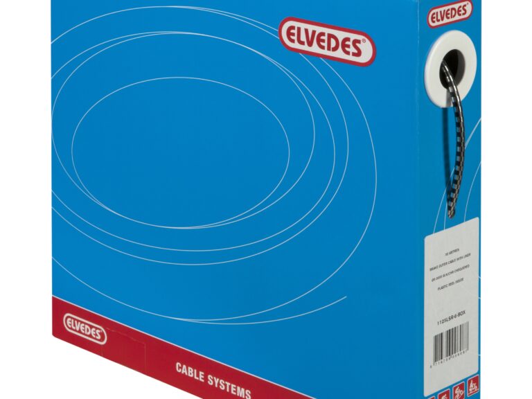 Rem buitenkabel Elvedes met teflon voering ø5,0mm / 30 meter - zwart/chroom geblokt (30 meter in doos)