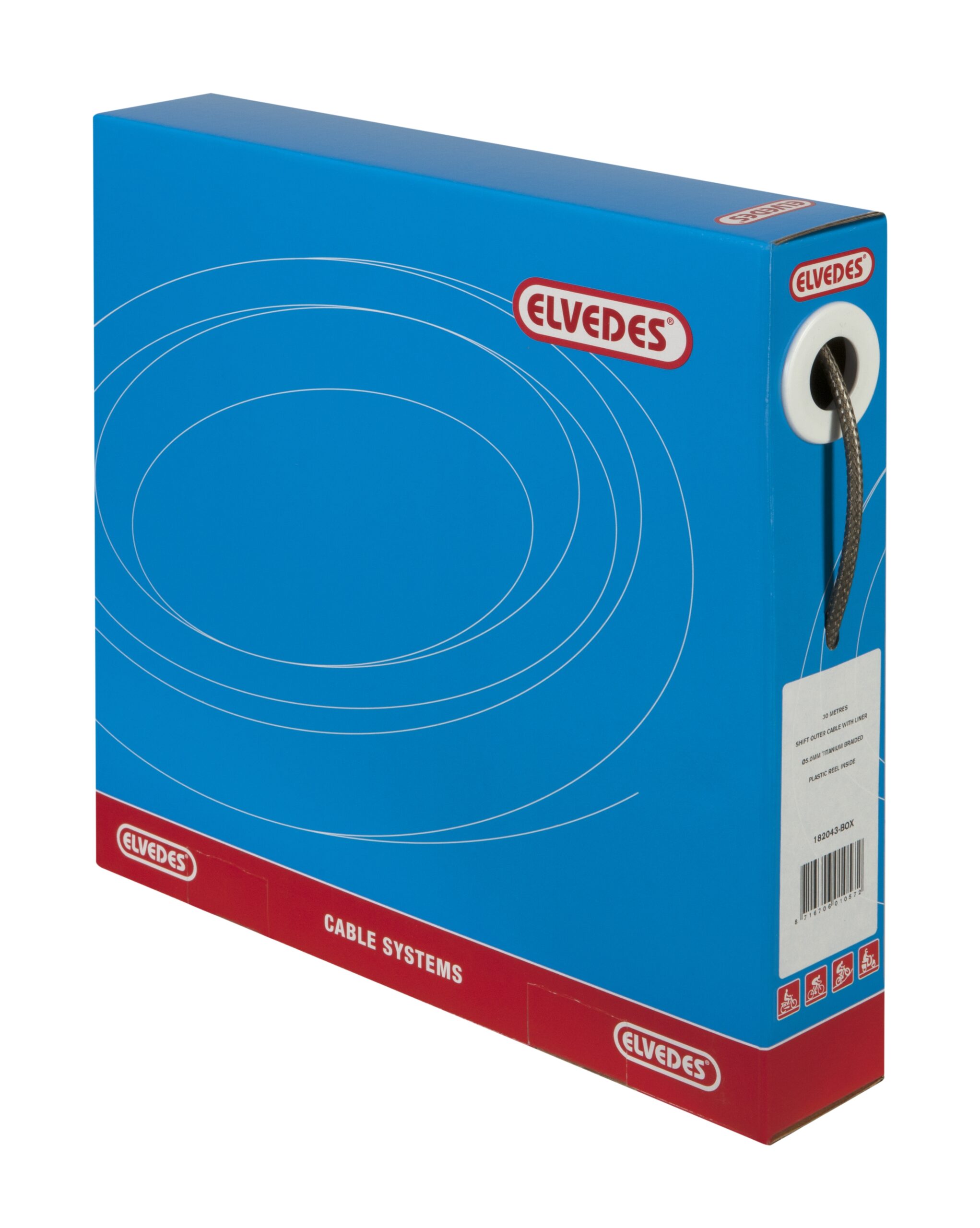 Schakel buitenkabel Elvedes met voering 30 meter / ø5,0mm - gevlochten - titanium zilver (30 meter in doos)