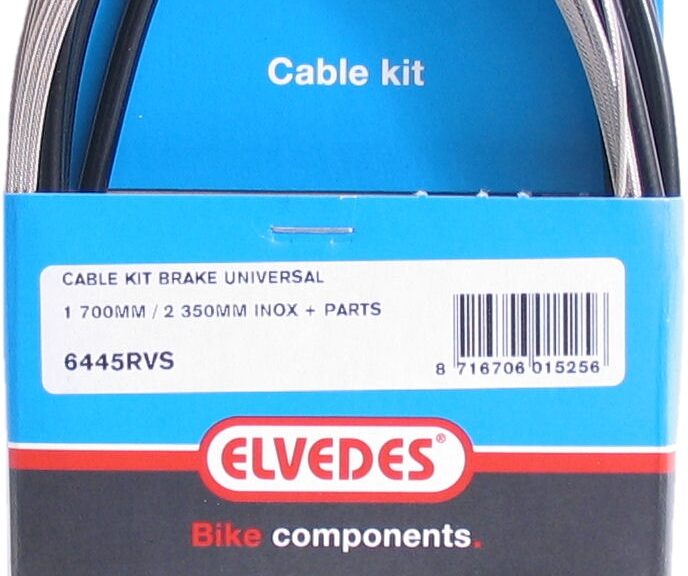 Universele remkabelkit Elvedes 1700mm / 2350mm RVS - zwart (op kaart)
