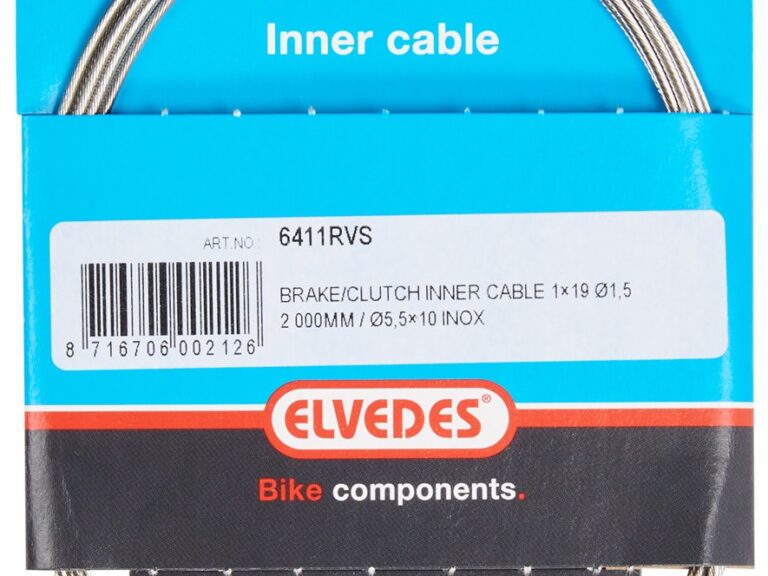 Rem binnenkabel Elvedes 2 000 mm 1×19 draads RVS ø1,5mm met V-nippel ø5,5 × 10