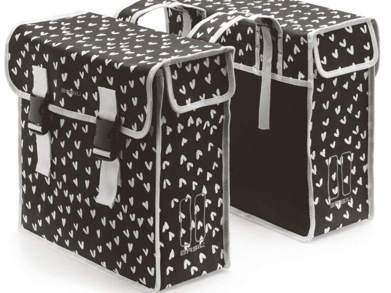 Dubbele fietstas Basil Mara XL 35 liter 37 x 15 x 44 cm - heart dots