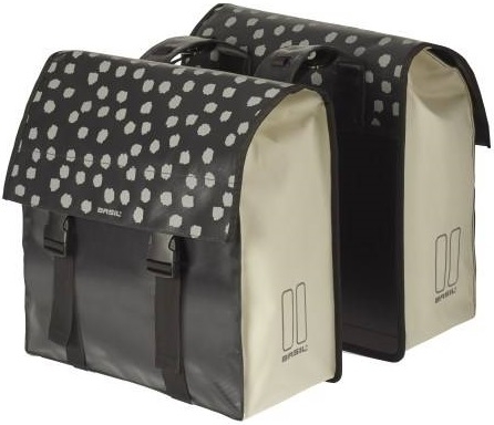 Dubbele fietstas Basil Urban Load 48-53 liter 41 x 18 x 46 cm - zwart met reflecterende stippen
