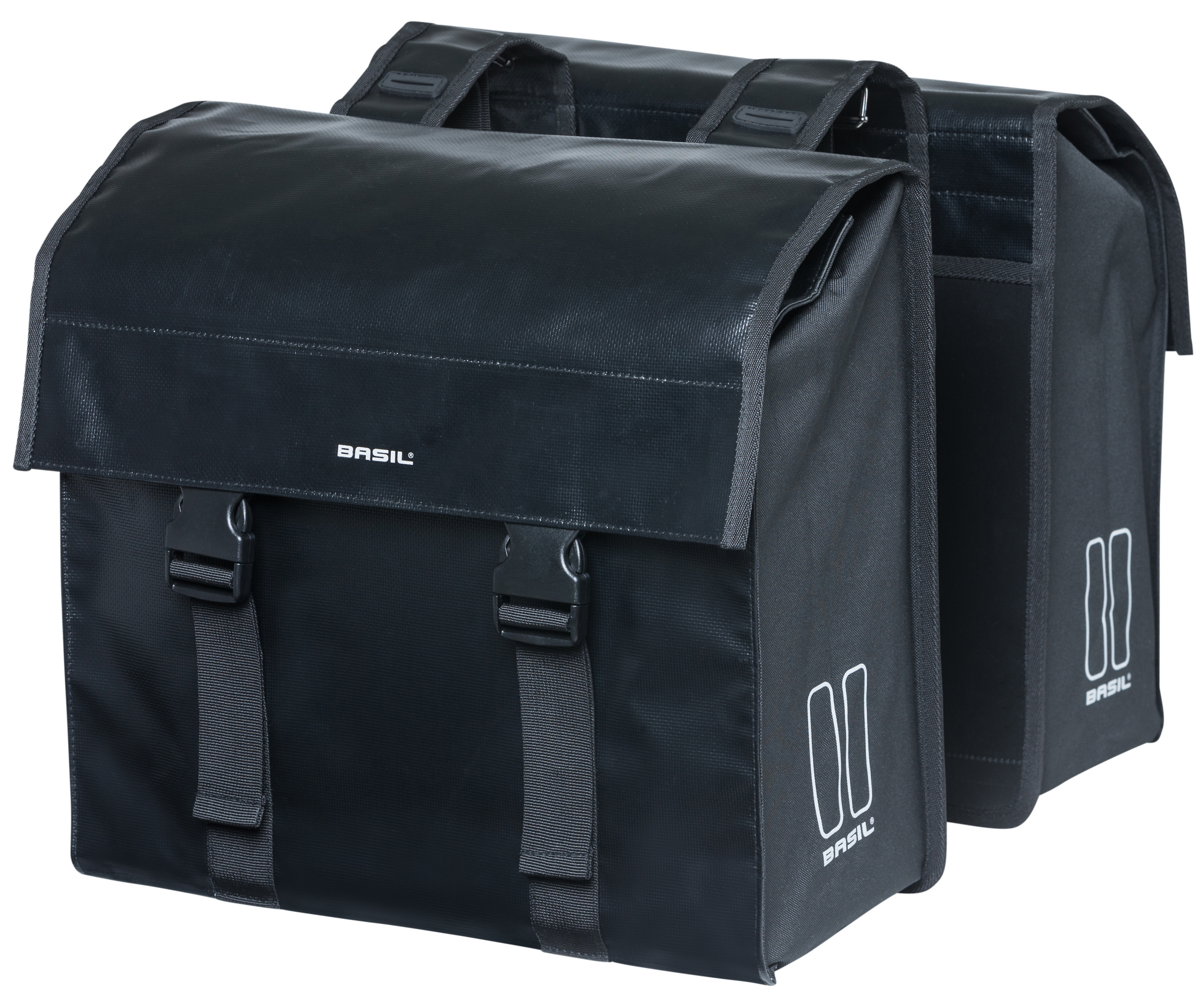 Dubbele fietstas Basil Urban Load 48 liter 41 x 18 x 46 cm - zwart reflective