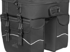 Dubbele fietstas Greenlands Touring 600D polyester 25 liter 35 x 47 x 15 cm - zwart met reflectie