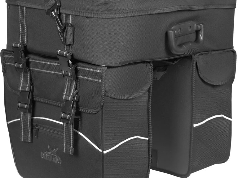 Dubbele fietstas Greenlands Touring 600D polyester 25 liter 35 x 47 x 15 cm - zwart met reflectie