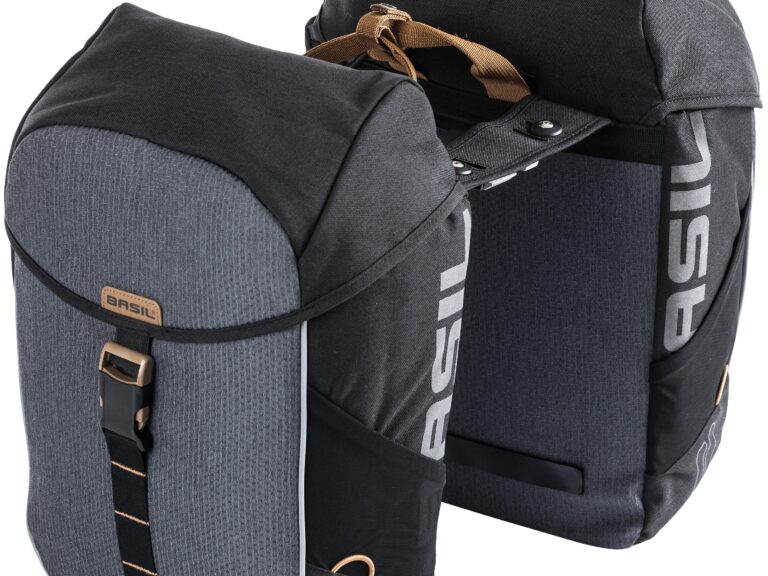 Dubbele fietstas Basil Miles Double Bag MIK 34 liter 34 x 16 x 43 cm - zwart/grijs