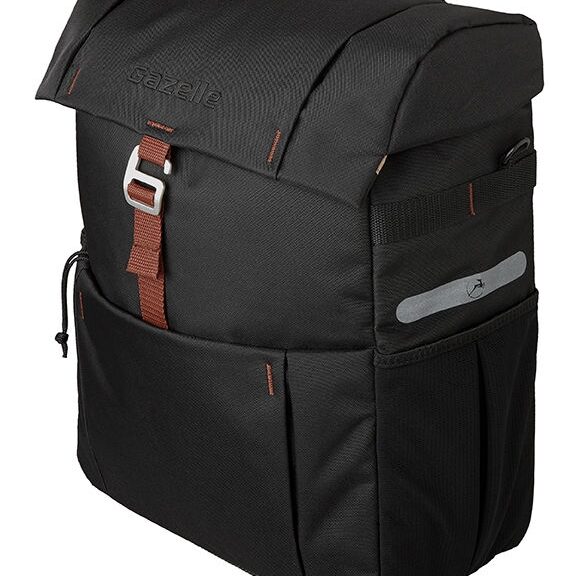 Fietstas Gazelle 18,5 liter 31 x 40 x 15 cm - zwart/bruin