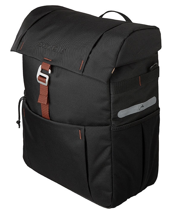 Fietstas Gazelle 18,5 liter 31 x 40 x 15 cm - zwart/bruin