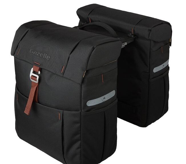 Dubbele fietstas Gazelle met MIK adapter 37 liter 31 x 40 x 15 (2x) - zwart/bruin