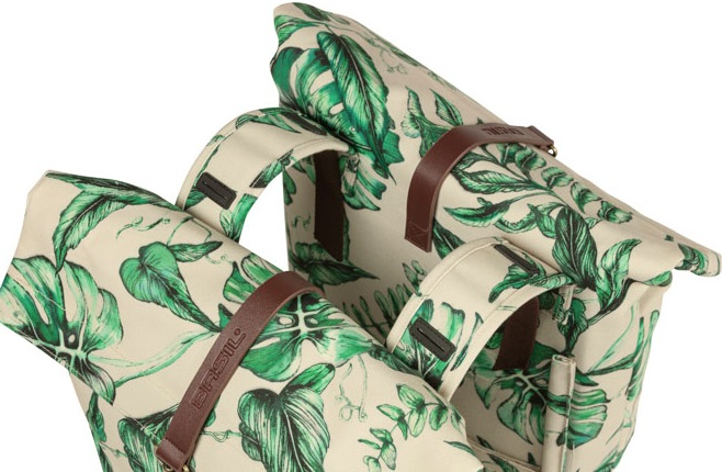 Dubbele fietstas Basil Ever-Green 28 tot 32 liter 28 x 16 x 35 cm - sandshell beige