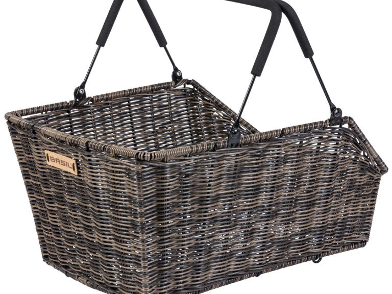 Fietsmand Basil Cento Rattan Look Multi System 49 x 34 x 26 cm - bruin