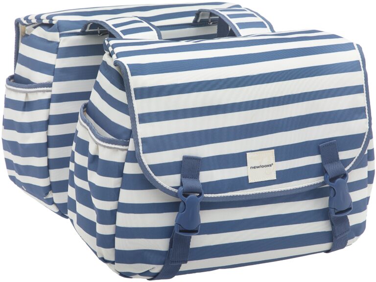 Dubbele fietstas New Looxs Joli Double 34 liter 38 x 29 x 16 cm (2x) - blue stripe