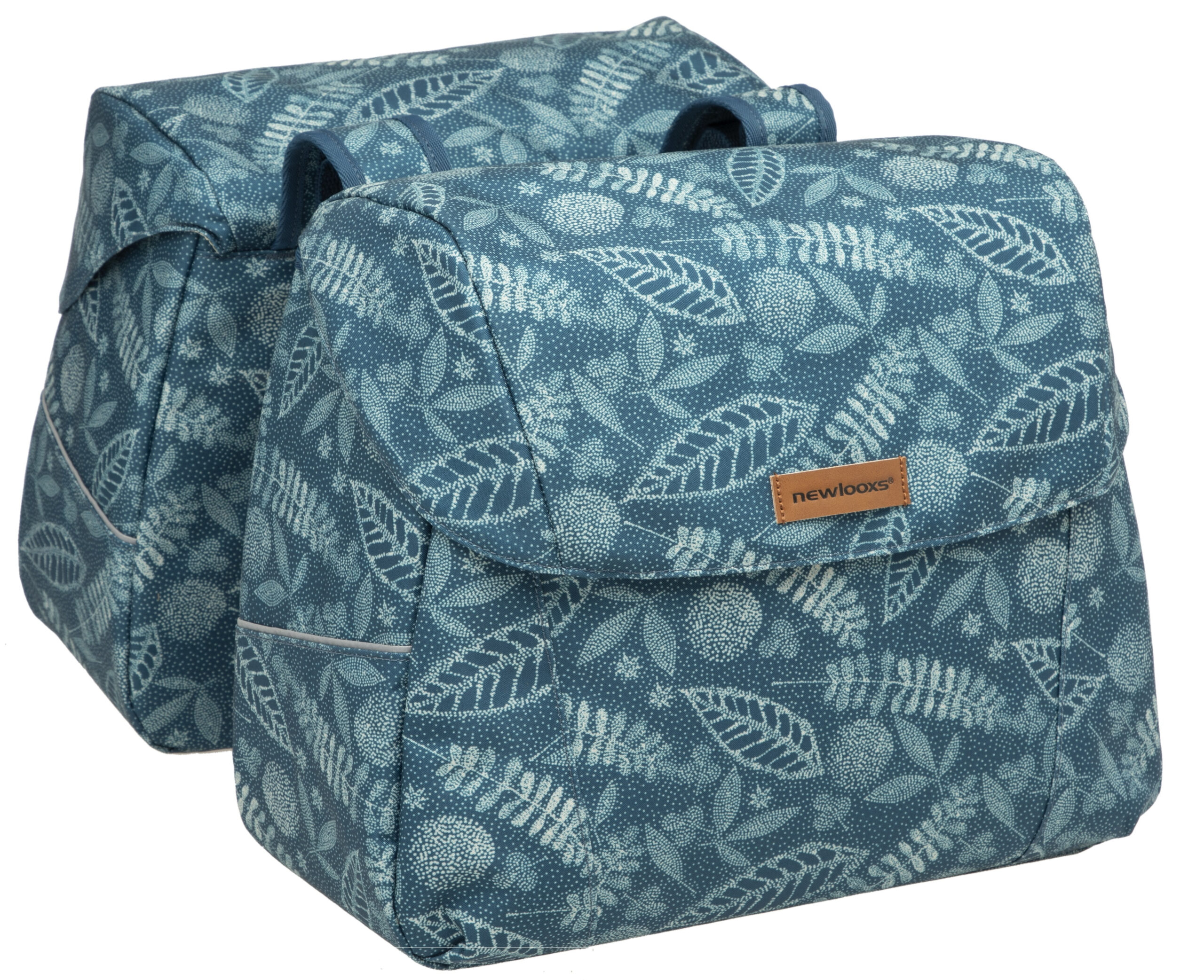 Dubbele fietstas New Looxs Joli Forest 37 liter 38 x 18 x 30 cm (2x) - blauw