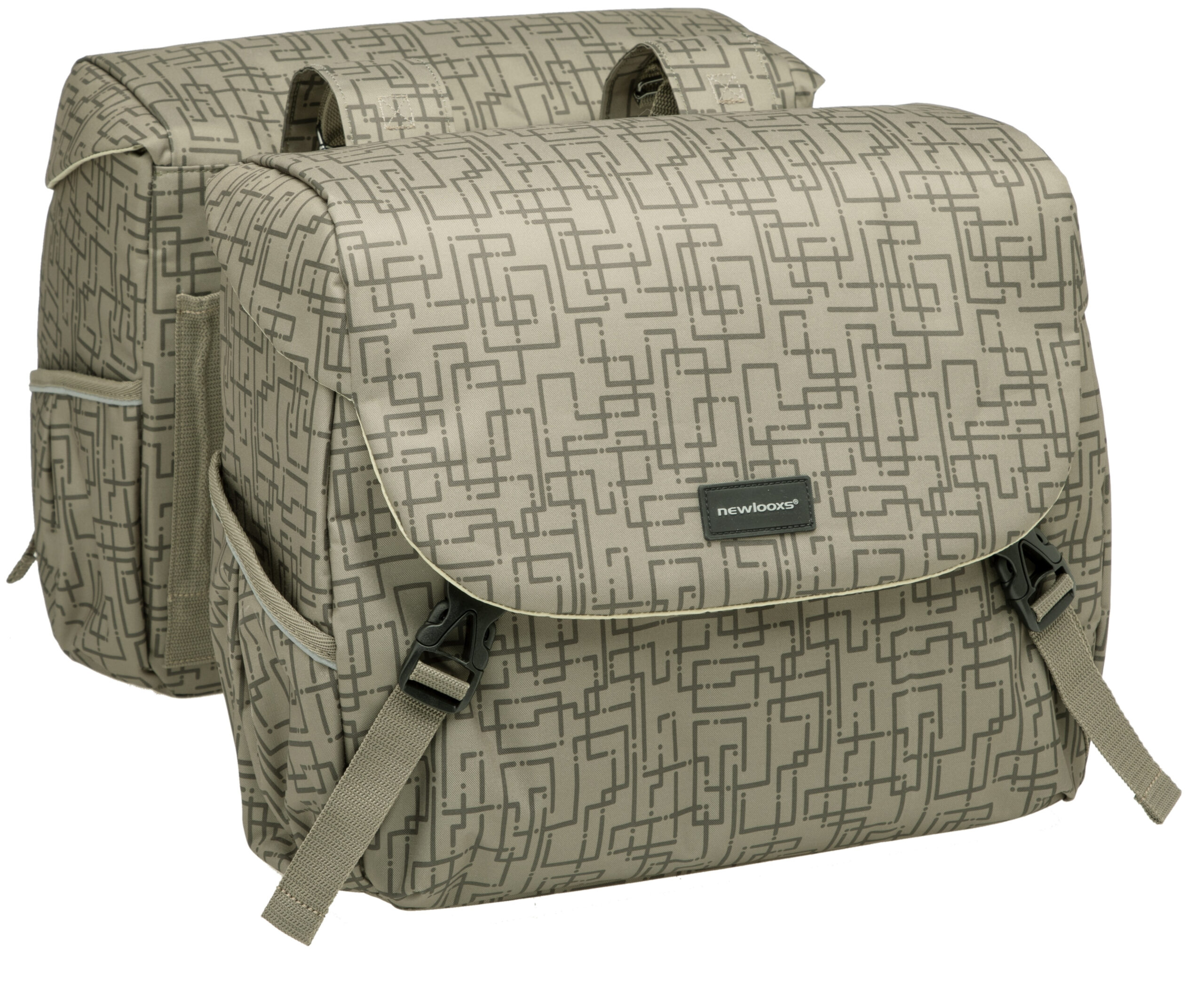 Dubbele fietstas New Looxs Mondi Joy Double MIK 38 liter 37 x 16 x 32 cm (2x) - ivy walnut