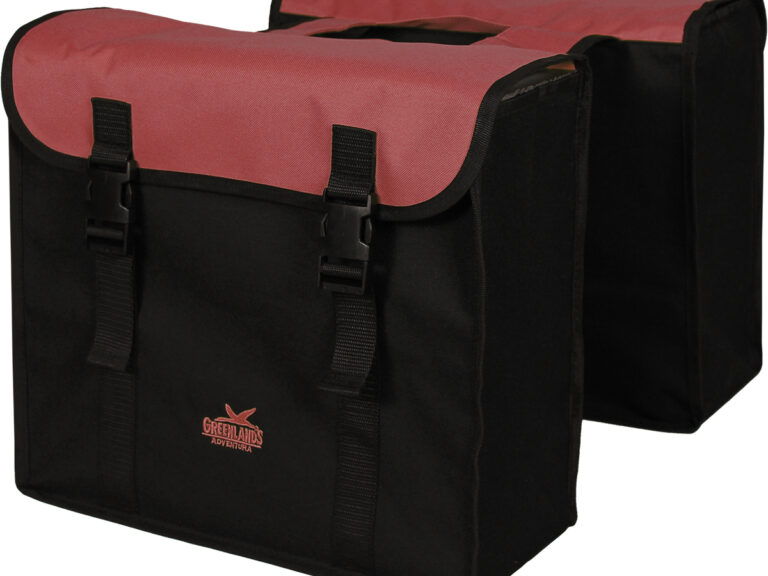 Dubbele fietstas Greenlands 34 liter 37 x 33 x 14 cm (2x) - zwart / koraalrood