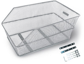 Fietsmand Basil Cento met dragerbevestiging 45 x 31 x 21 cm - zilver