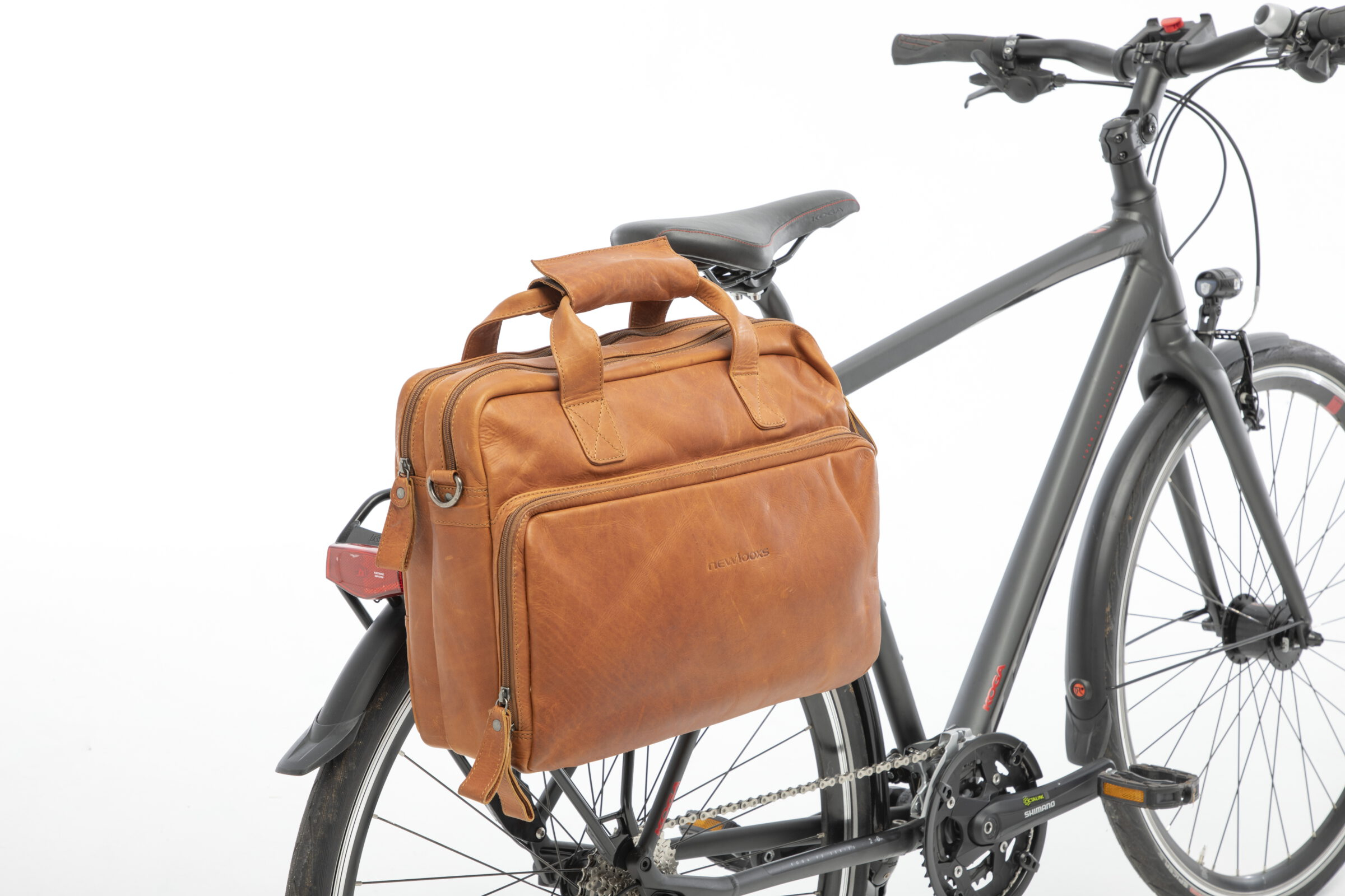 Fietstas New Looxs Cali 17 liter 40 x 15 x 31 cm - gemaakt van luxe leder - cognac - Afbeelding 2