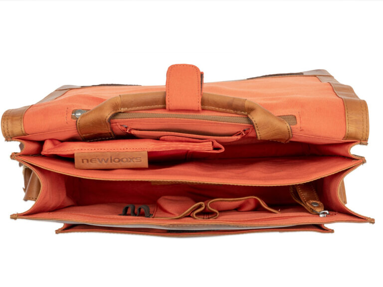 Fietstas New Looxs Fellini 18 liter 40 x 15 x 32 cm - gemaakt van luxe leder - cognac