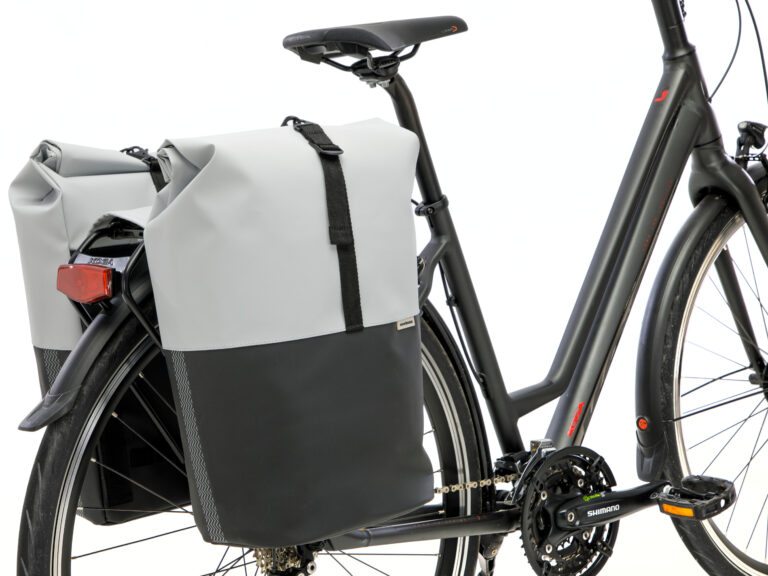 Dubbele fietstas New Looxs Nyborg 34 liter - 30 x 17 x 37cm (x2) - lichtgrijs/zwart