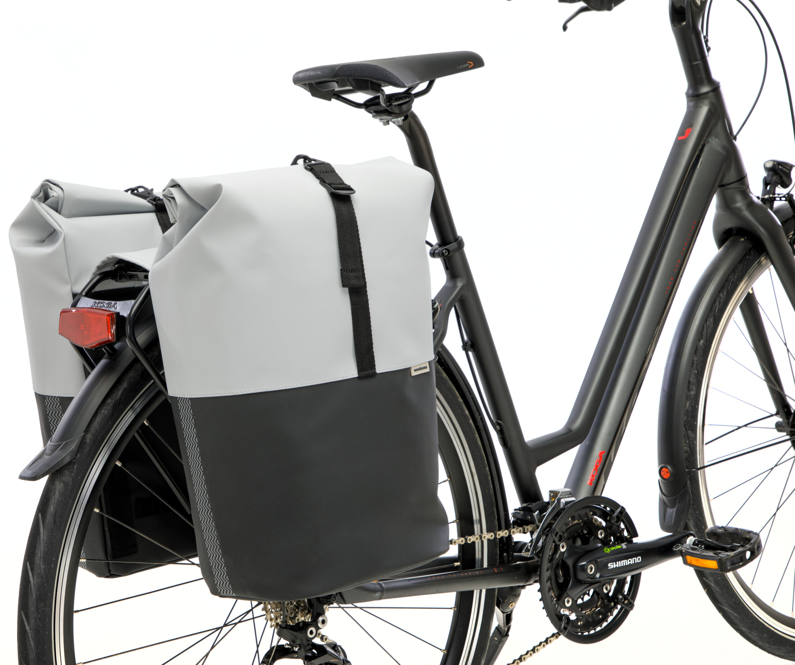 Dubbele fietstas New Looxs Nyborg 34 liter - 30 x 17 x 37cm (x2) - lichtgrijs/zwart