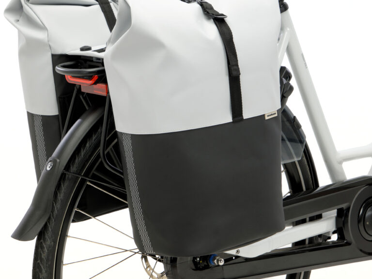 Dubbele fietstas New Looxs Nyborg MIK 34 liter - 30 x 17 x 37cm (x2) - lichtgrijs/zwart