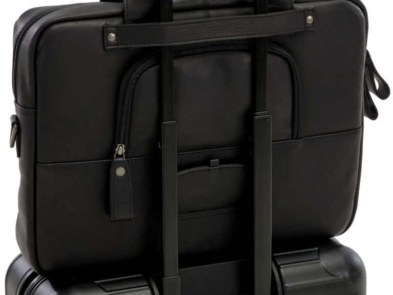 Laptoptas New Looxs Luko 7.5 liter - 42 x 6 x 30 cm - gemaakt van luxe leder - zwart