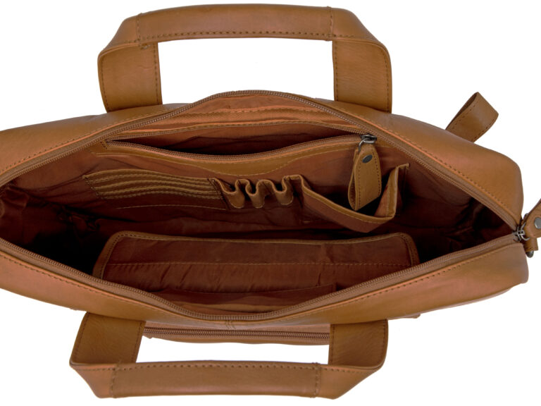 Laptoptas New Looxs Luko 7.5 liter - 42 x 6 x 30 cm - gemaakt van luxe leder - cognac
