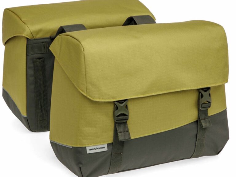 Dubbele fietstas New Looxs Joli 37 liter 38 x 18 x 29 cm (2x) - olijf/geel