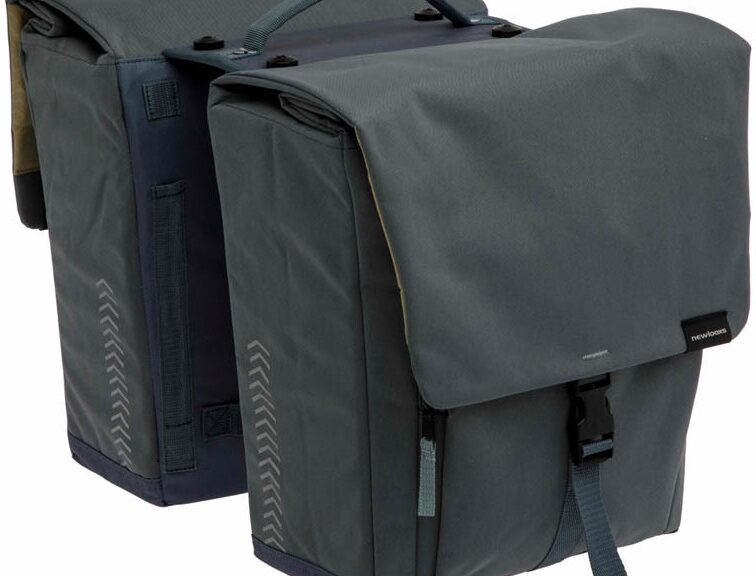 Dubbele fietstas New Looxs Tulum MIK 32 liter 35 x 17 x 37 cm - grijs/groen