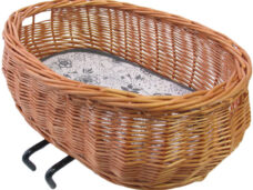Rieten hondenfietsmand Basil Pluto ovaal 50 x 37 x 20cm voor stuurbevestiging - naturel