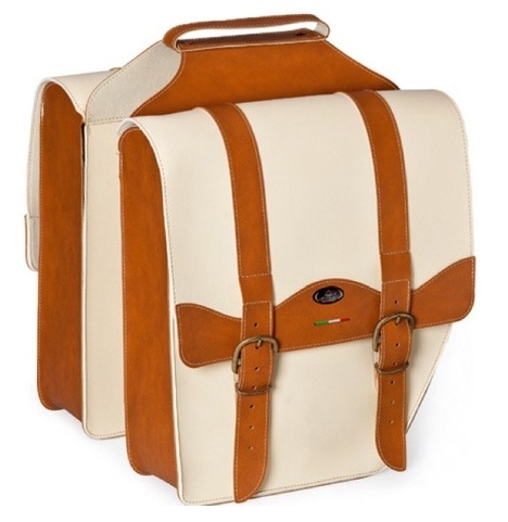 Dubbele fietstas Monte Grappa 'Cruiser-Vintage' skai leer - creme/cognac