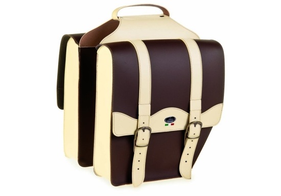 Dubbele fietstas Monte Grappa 'Cruiser-Vintage'  skai leer - donkerbruin/creme