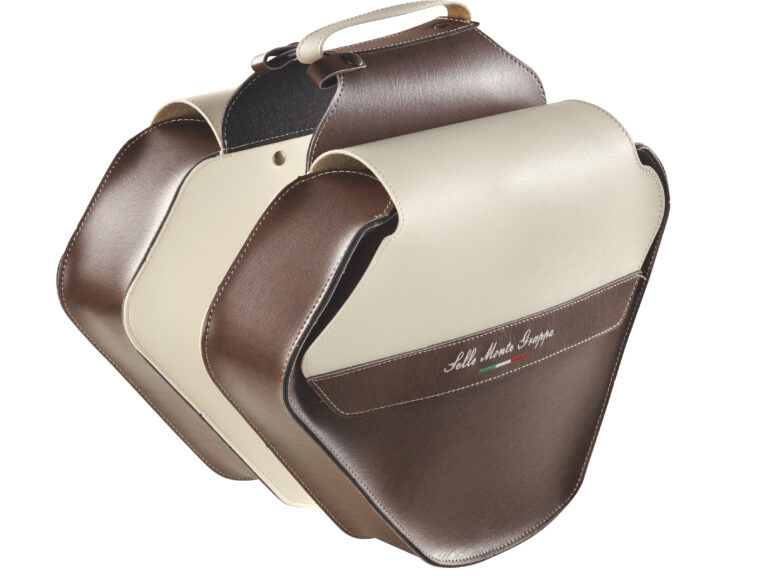 Dubbele fietstas Monte Grappa Fashion leer - bruin/creme