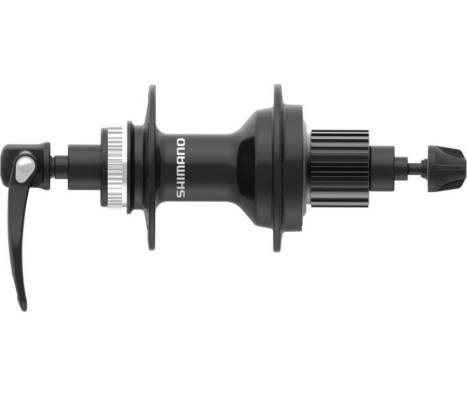 Achternaaf 12 speed Shimano FH-MT401 center lock - 36 gaats met snelspanner - 141 mm inbouwbreedte - zwart