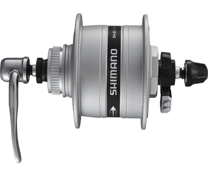 Dynamonaaf Shimano HD-3D37 3 Watt - 36 gaats - Center-Lock - snelspanner - zilver