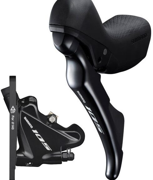 Schijfremset (voor) 2 speed Shimano 105 R7020 / R7070 Flat Mount - zwart