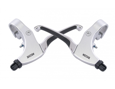 Remgreepset Saccon voor rollerbrake - 4 vingers santopreen - satin / zilver