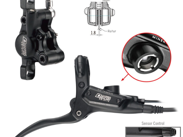 Hydraulische schijfremset Tektro HD-E715 Dorado met remsensor voor e-bike - rechts met 1800 mm leiding - zwart