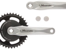 Crankstel 38T Miranda Alfa 1 voor 3/32  ketting met zwarte disc 9.2cm en zilveren crank